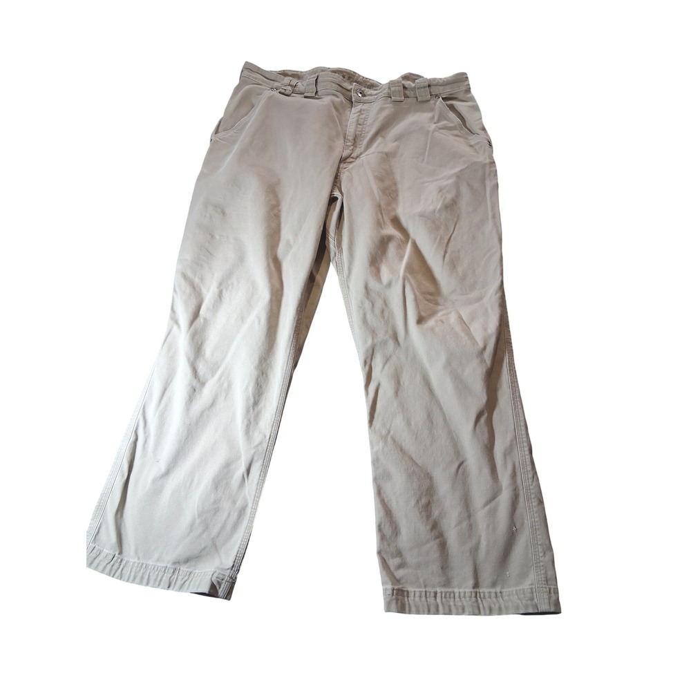 Duluth Trading Co Flex Fire Hose Work Pants Mens 40x30 Khaki Tan Canvas Utility